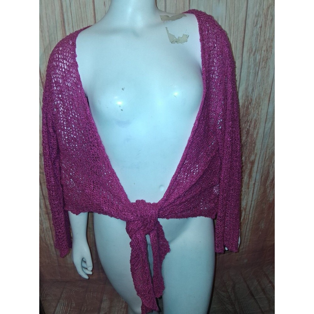 Elsie & Zoey Pink Tie Front Long Sleeve V-neck Cardigan Sz L/XL